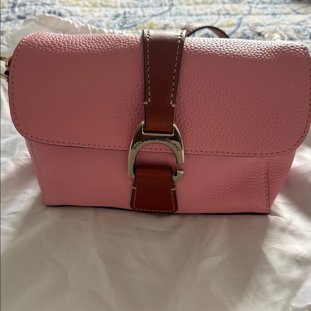 Dooney & Bourke Pink Crossbody Bag with Brown Strap